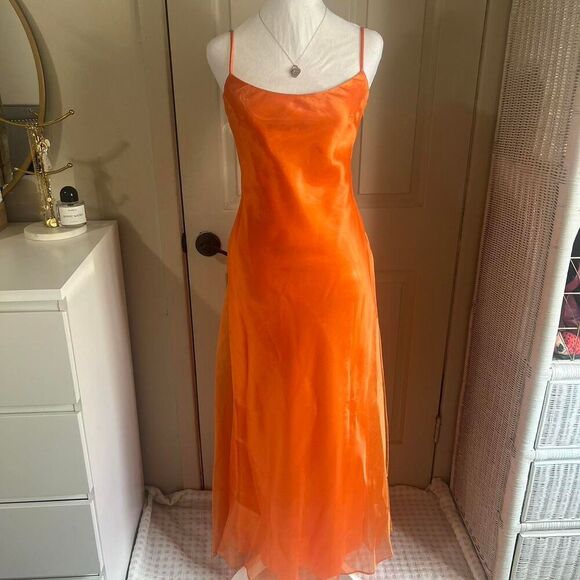 Jessica McClintock Gunne Sax Y2K Prom Formal Women's Orange Sunset Dress - Picture 1 of 8